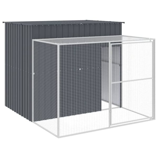 vidaXL hundehus med løbegård 214x253x181 cm galvaniseret stål antracit