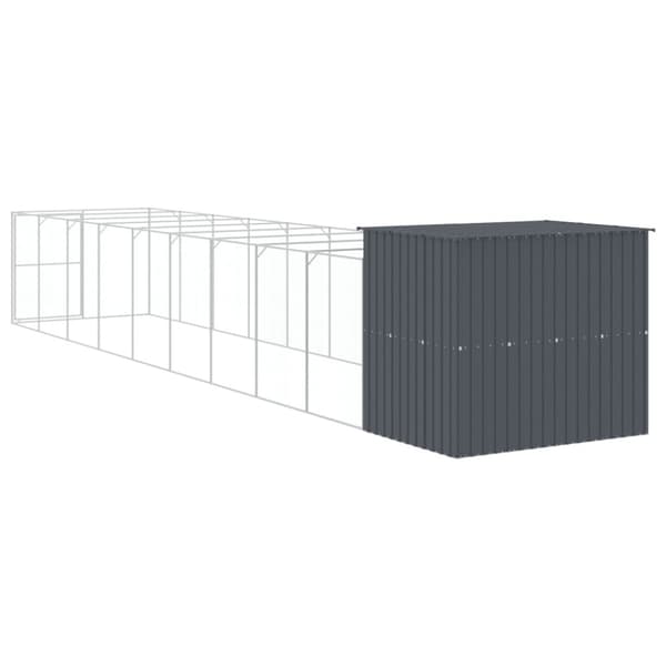 vidaXL hundehus m. løbegård 214x1069x181 cm galvaniseret stål antracit
