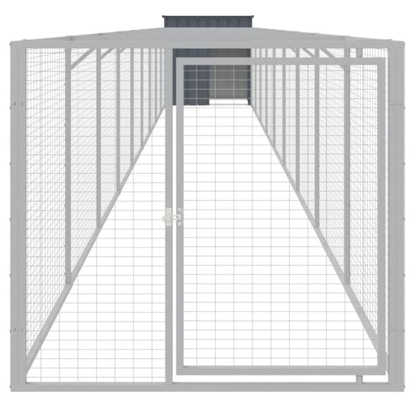 vidaXL Hundehus med gård antrasitt 110x1017x110 cm galvanisert stål