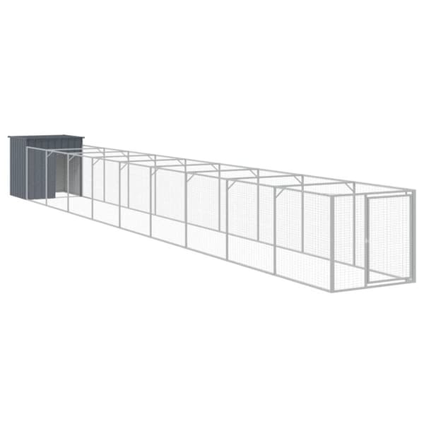 vidaXL Hundehus med gård antrasitt 110x1017x110 cm galvanisert stål