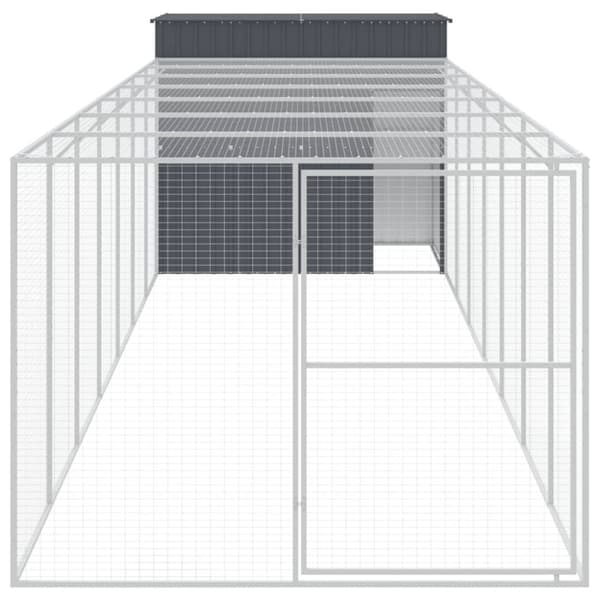vidaXL Hundehus med gård antrasitt 214x865x181 cm galvanisert stål