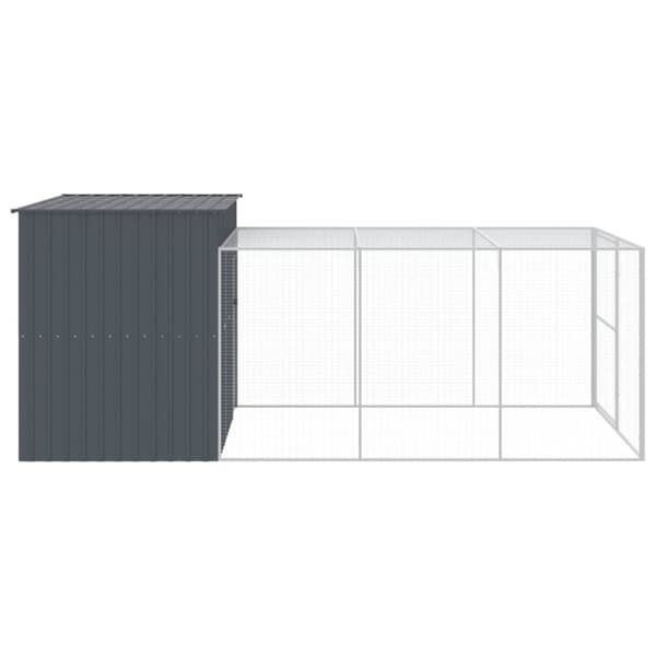 vidaXL Hundehus med gård antrasitt 214x457x181 cm galvanisert stål