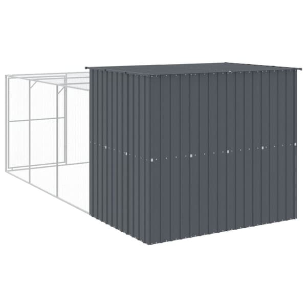 vidaXL Hundehus med gård antrasitt 214x457x181 cm galvanisert stål