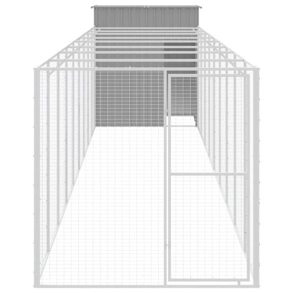 vidaXL Hundehus med tak lysegrå 165x1067x181 cm galvanisert stål