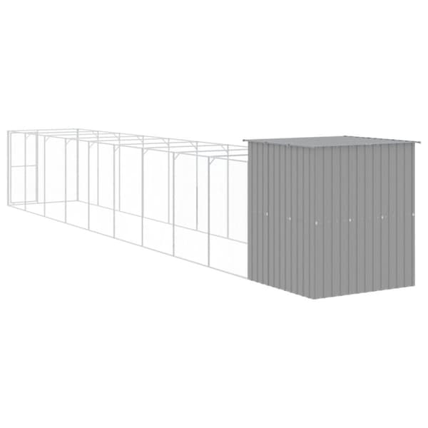 vidaXL Hundehus med tak lysegrå 165x1067x181 cm galvanisert stål