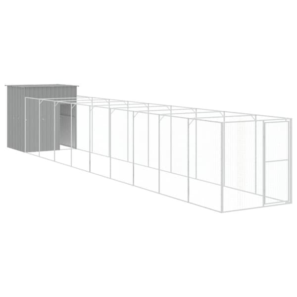 vidaXL Hundehus med tak lysegrå 165x1067x181 cm galvanisert stål