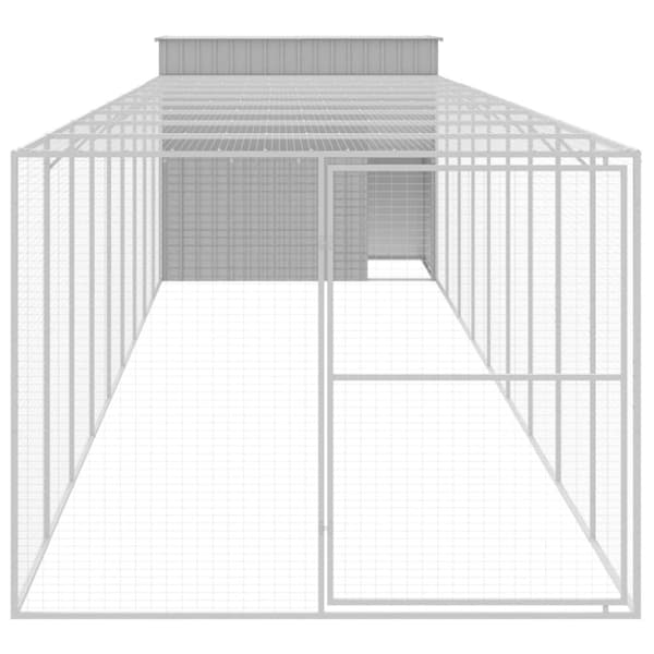 vidaXL Hundehus med tak lysegrå 214x1069x181 cm galvanisert stål