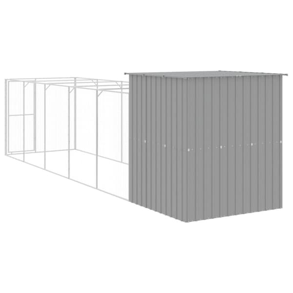 vidaXL Hundehus med tak lysegrå 165x659x181 cm galvanisert stål