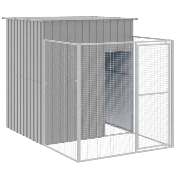 vidaXL Hundehus med tak lysegrå 165x659x181 cm galvanisert stål