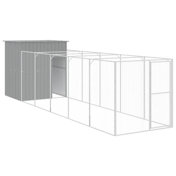 vidaXL Hundehus med tak lysegrå 165x659x181 cm galvanisert stål