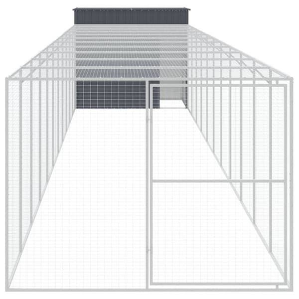 vidaXL Hundehus med gård antrasitt 214x1273x181 cm galvanisert stål