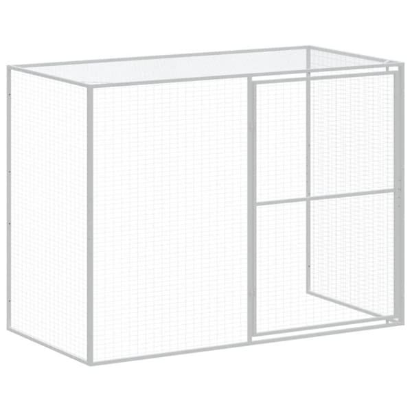 vidaXL Hundehus med gård antrasitt 214x1273x181 cm galvanisert stål