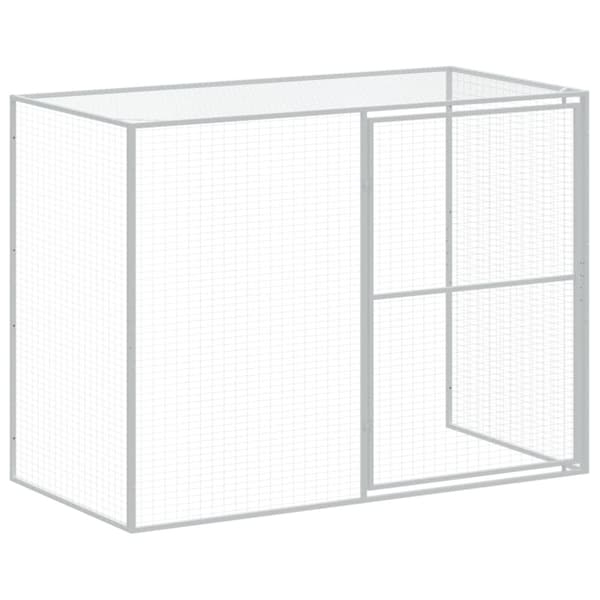 vidaXL Hundehus med tak lysegrå 214x1273x181 cm galvanisert stål