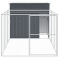 Miniatyrbilde 3 av 9: vidaXL Hundehus med gård antrasitt 214x457x181 cm galvanisert stål