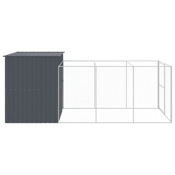 vidaXL Hundehus med gård antrasitt 214x457x181 cm galvanisert stål