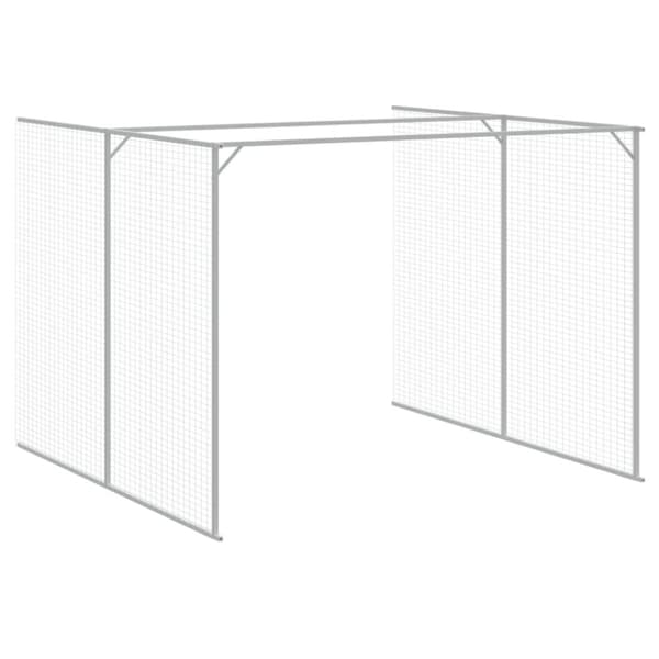 vidaXL Hundehus med gård antrasitt 214x457x181 cm galvanisert stål