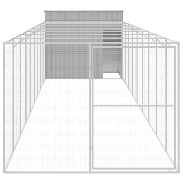 vidaXL Hundehus med tak lysegrå 214x1069x181 cm galvanisert stål