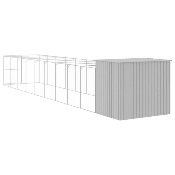 vidaXL Hundehus med tak lysegrå 214x1069x181 cm galvanisert stål