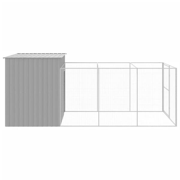 vidaXL Hundehus med tak lysegrå 214x457x181 cm galvanisert stål