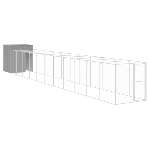 vidaXL Hundehus med tak lysegrå 165x1271x181 cm galvanisert stål