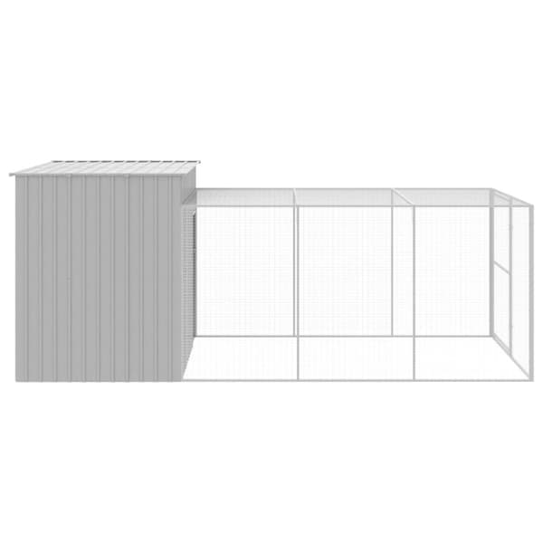 vidaXL Hundehus med tak lysegrå 214x457x181 cm galvanisert stål