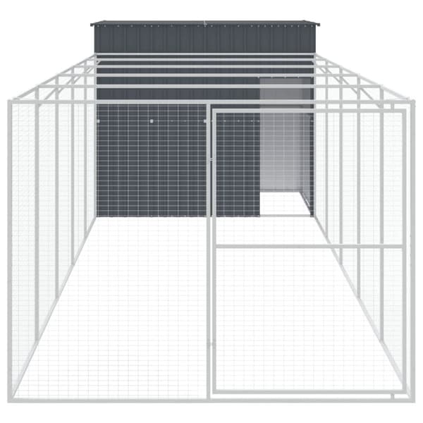 vidaXL Hundehus med gård antrasitt 214x661x181 cm galvanisert stål