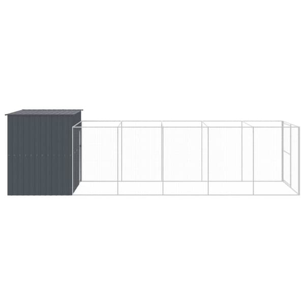 vidaXL Hundehus med gård antrasitt 214x661x181 cm galvanisert stål