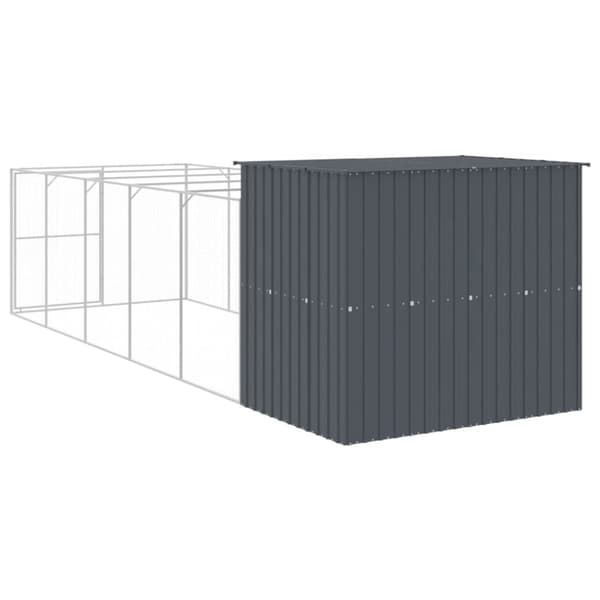 vidaXL Hundehus med gård antrasitt 214x661x181 cm galvanisert stål