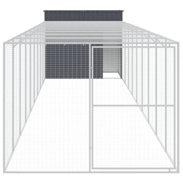 vidaXL Hundehus med gård antrasitt 214x1069x181 cm galvanisert stål