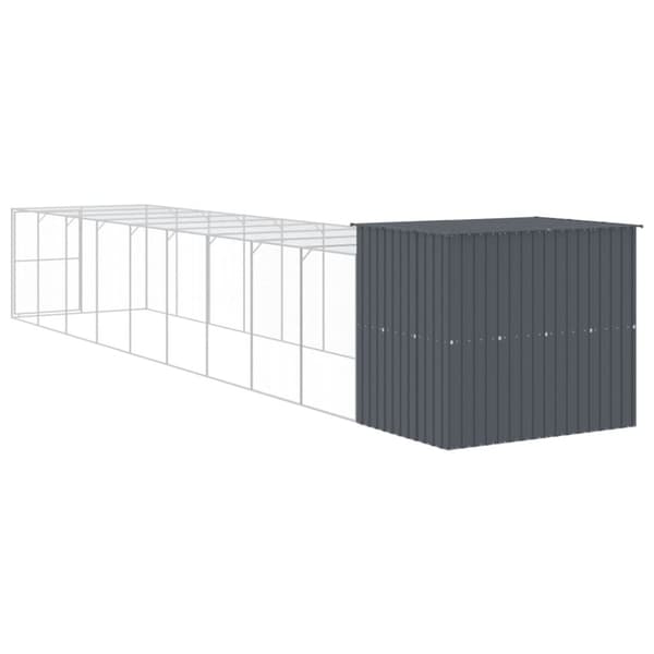 vidaXL Hundehus med gård antrasitt 214x1069x181 cm galvanisert stål