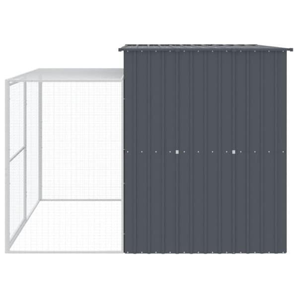 vidaXL Hundkoja med gård antracit 214x253x181 cm galvaniserat stål
