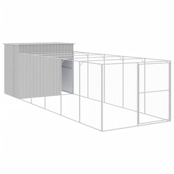 vidaXL Hundehus med tak lysegrå 214x661x181 cm galvanisert stål