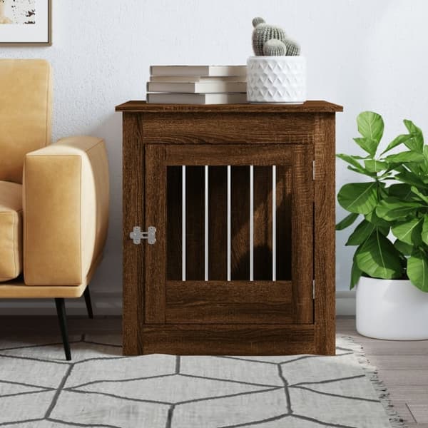 vidaXL hundebur 64,5x80x71 cm konstrueret træ brun egetræsfarve