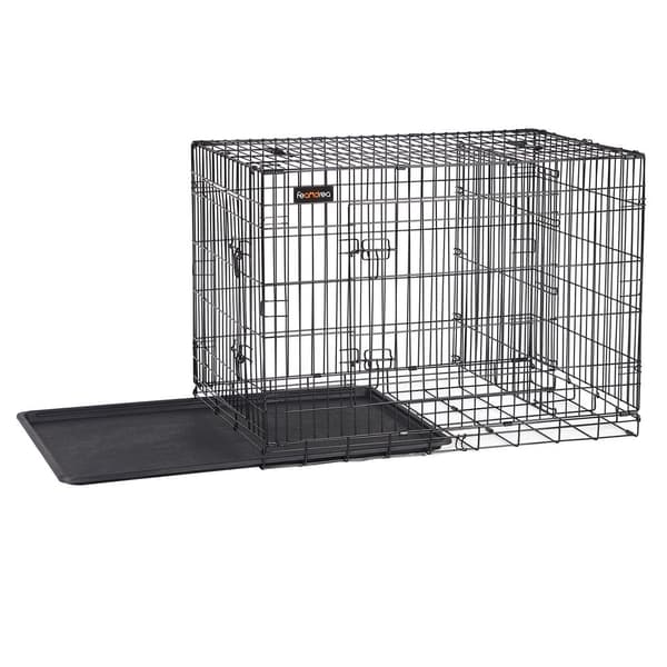 Rootz hundebur med 2 døre - Todørs hundebur - Foldebur til hunde - Alsidig - Robust hundebur - Jerntråd - Sort - 122 x 74,5 x 80,5 cm (L x B x H)