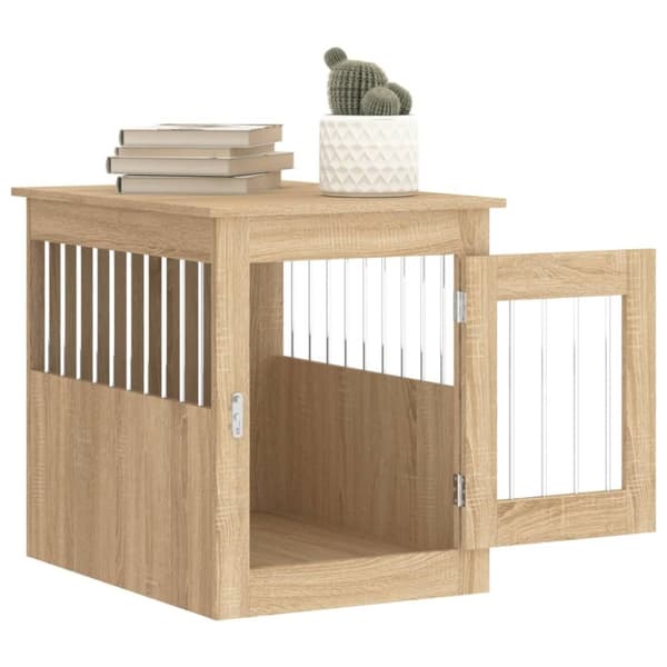vidaXL Hundbur/sidobord sonoma-ek 55x75x65 cm konstruerat trä