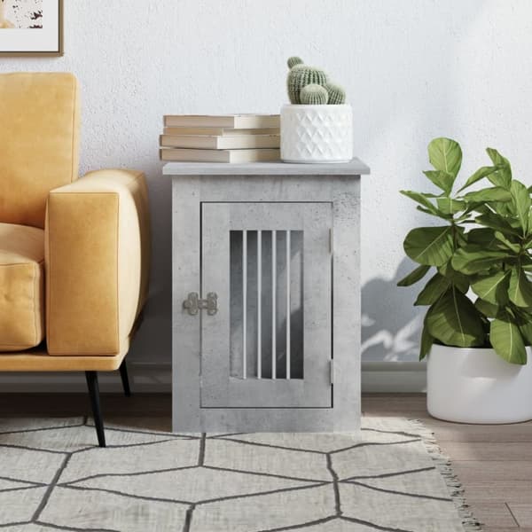 vidaXL Hundbur/sidobord betonggrå 45x62x59 cm konstruerat trä