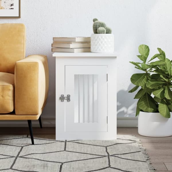 vidaXL Hundbur/sidobord vit 45x62x59 cm konstruerat trä