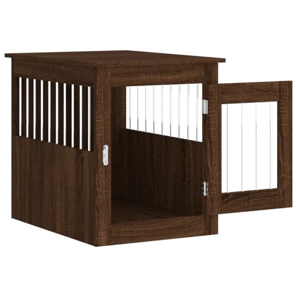 vidaXL hundebur 55x75x65 cm konstrueret træ brun egetræsfarve