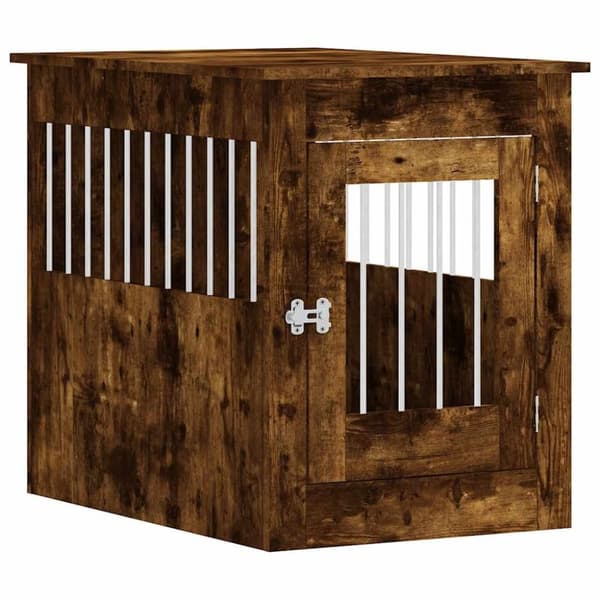 vidaXL hundebur 55x80x68 cm konstrueret træ røget egetræsfarve