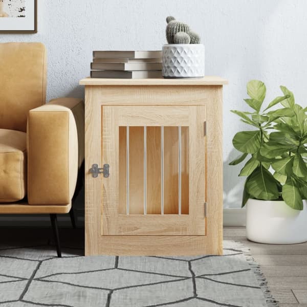 vidaXL hundebur 55x75x65 cm konstrueret træ sonoma-eg