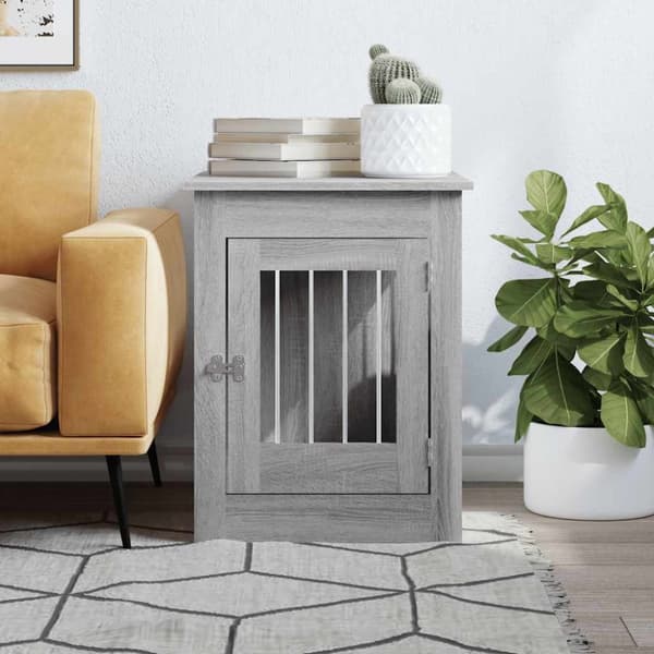 vidaXL hundebur 55x80x68 cm konstrueret træ grå sonoma-eg