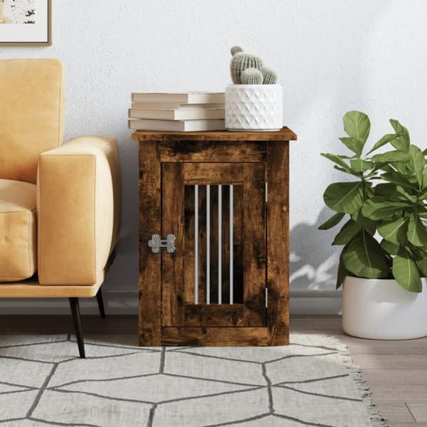 vidaXL hundebur 45x62x59 cm konstrueret træ røget egetræsfarve