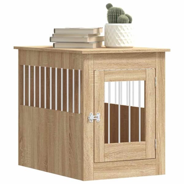 vidaXL Hundbur/sidobord sonoma-ek 55x80x68 cm konstruerat trä