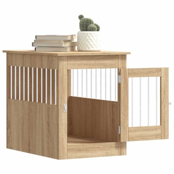 vidaXL Hundbur/sidobord sonoma-ek 55x80x68 cm konstruerat trä