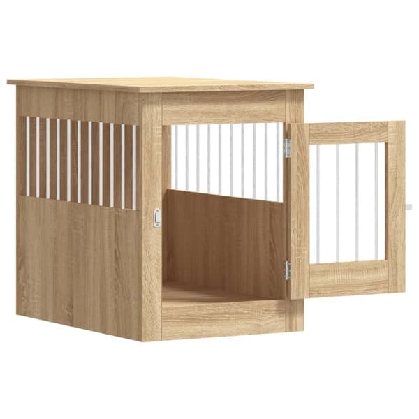 vidaXL Hundbur/sidobord sonoma-ek 55x80x68 cm konstruerat trä
