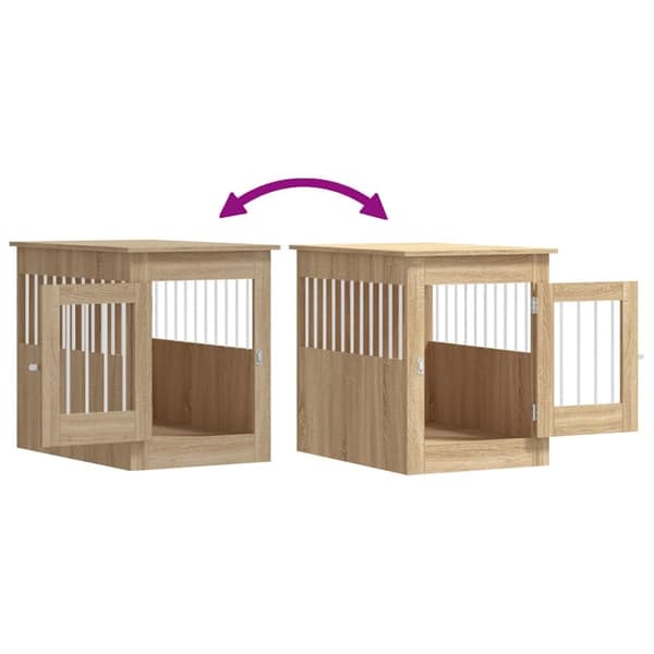vidaXL Hundbur/sidobord sonoma-ek 55x80x68 cm konstruerat trä