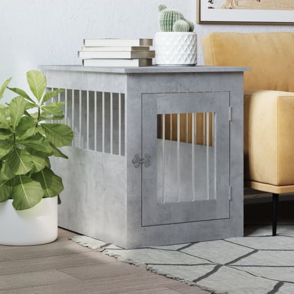 vidaXL Hundbur/sidobord betonggrå 55x75x65 cm konstruerat trä