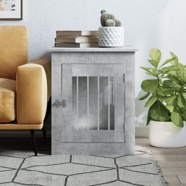 vidaXL Hundbur/sidobord betonggrå 55x75x65 cm konstruerat trä