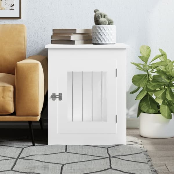 vidaXL Hundbur/sidobord vit 55x75x65 cm konstruerat trä