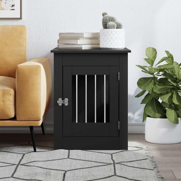 vidaXL Hundbur/sidobord svart 55x80x68 cm konstruerat trä